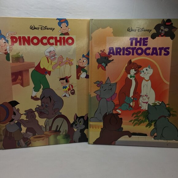 Vintage Lot 2 Kid Books Wonderful World Disney Classics The Aristocats Pinocchio - Picture 1 of 13